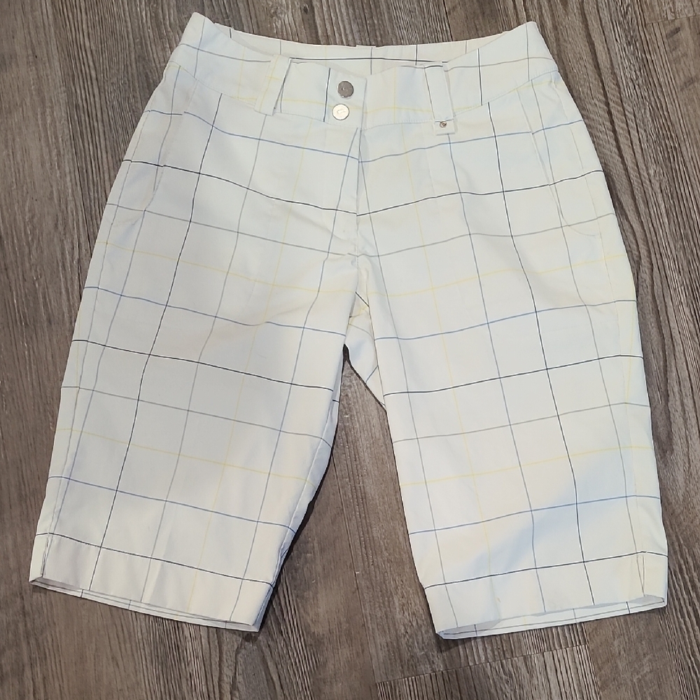 Nike White Plaid Golf Shorts Size 2 - Picture 1 of 11
